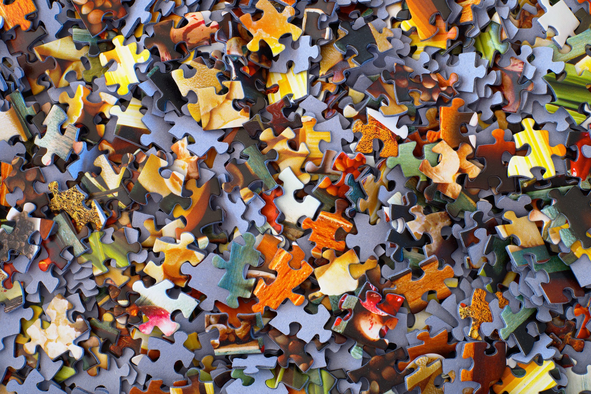 A heap of Jigsaw puzzle pieces