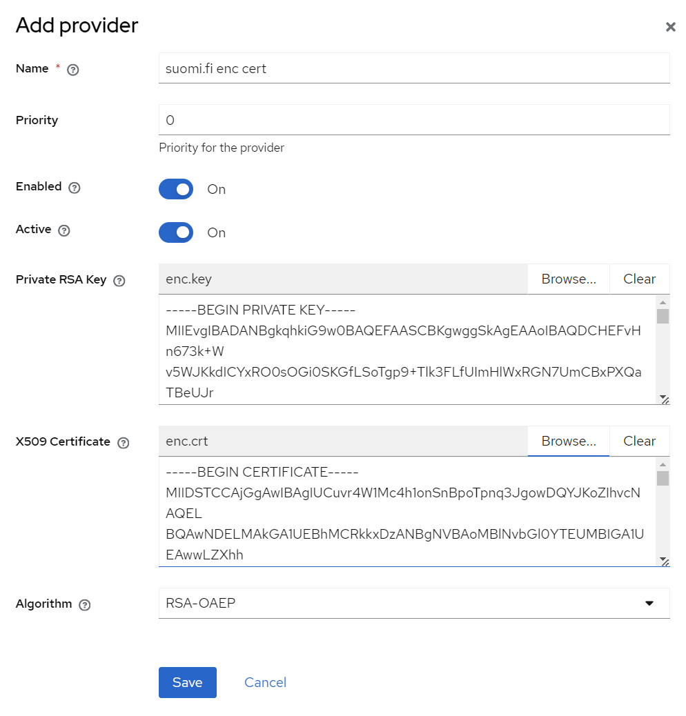 Encryption certificate