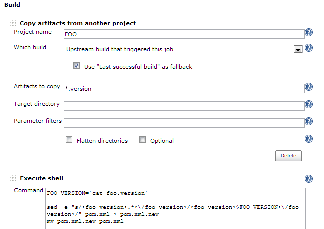 Downstream project configuration