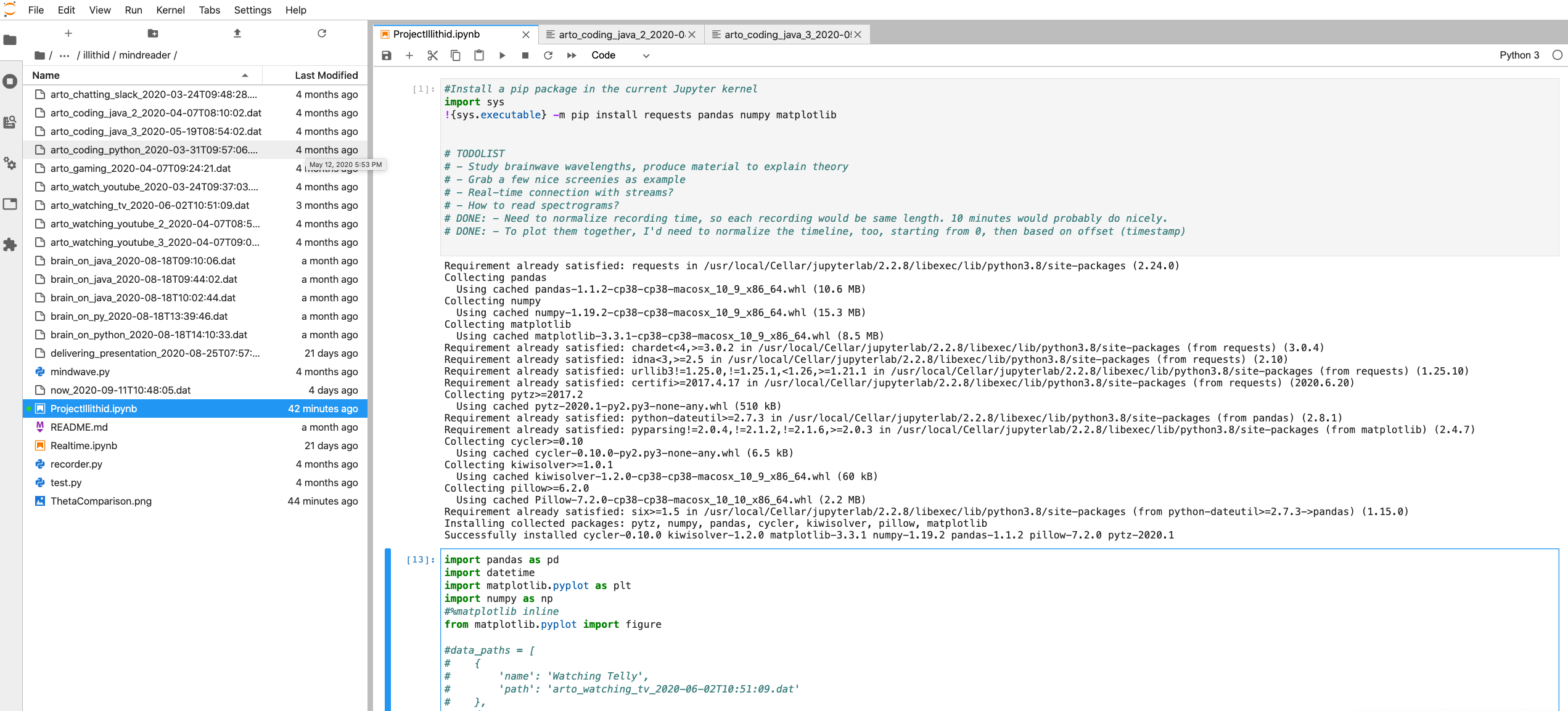 Analyzing EEG in Jupyter Notebook